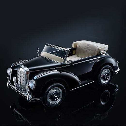 Harleybella (harleybella) Mercedes-Benz baby children electric car four-wheel seat for people and children retro classic car remote control rocking baby toy car retro beige [shock-absorbing soft wheel + leather seat + music Bluetooth + swing + full function]