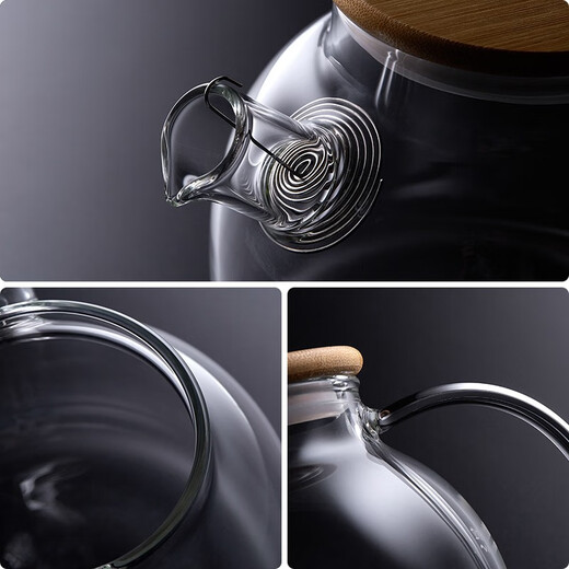 Mesni glass teapot, flower and fruit tea, cold drink, thickened heat-resistant kettle, household tea set, single pot (4-6 people) 1600ml