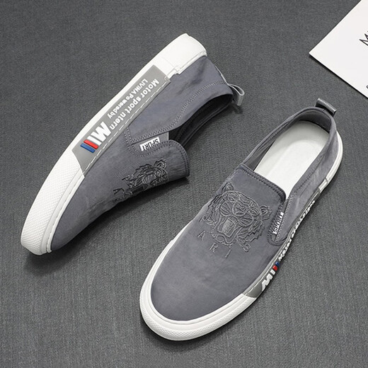 
Monide luxury high-end brand canvas shoes for men with one foot lazy shoes versatile breathable cloth shoes loafer shoes men's trendy shoes white 41