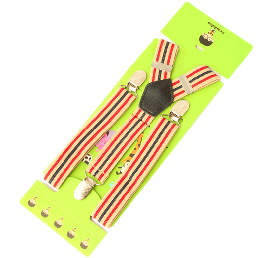 Royal Merchant Korean version of children's suspender clip baby suspender belt summer boys and girls big children's 3-clip suspender clip Korean clip children's 3-clip fashion striped strong buckle suitable for 1-6 years old