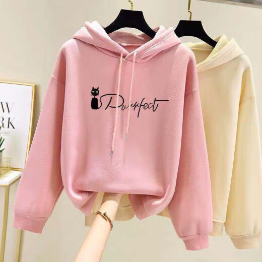 Sajiaowa children's clothing girls' sweatshirts girls' bottoming shirts autumn and winter 2020 new children's tops cartoon big children's baby hooded fashion trendy cat pink spring and autumn style 170 (recommended height is about 165cm)