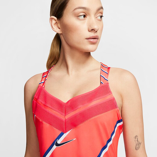 NIKE耐克网球裙子法网连衣裙女短裙运动背心百褶裙CI9227 橙红CI9227-644 XL