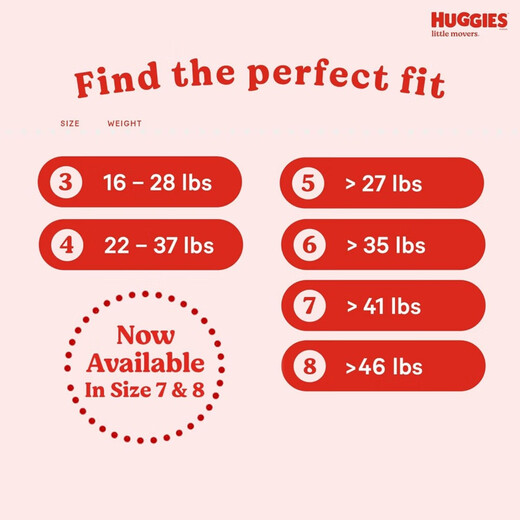 好奇（Huggies）4 号尿布-Little Mvers 婴儿尿布-尺码 4(22-35 磅)-140 克拉 1片 6 16