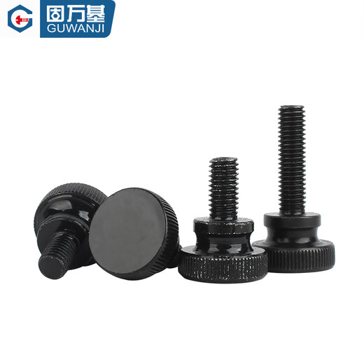 Guwanji GB834 black high-head knurled hand-tight bolt black zinc large-head slingshot hand-twisted screw step adjustment screw M3x25 (20 pieces)