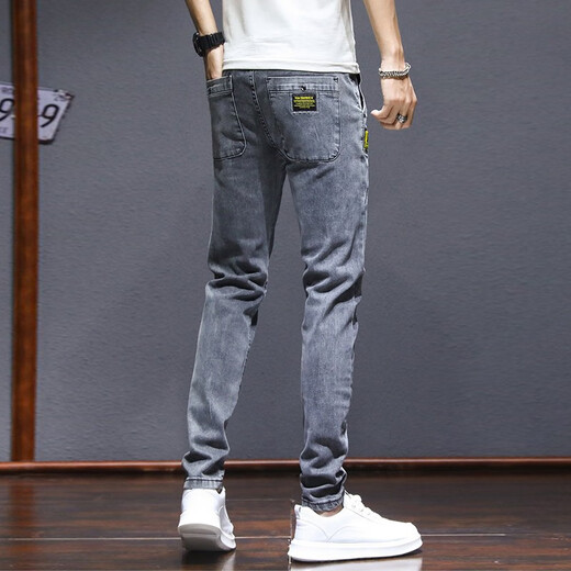 Jeans Playboy para hombres primavera y verano nuevos pantalones elásticos de ajuste delgados para hombres versátiles para hombres de hombres estilo coreano 6636 gris + 2139 gris [microelástico/ajuste delgado] 29 cintura circunferencia de 2 pies 2 pies 2 pies 2 pies 2 pies 2 pies 2 pies 2 pies 2 pies