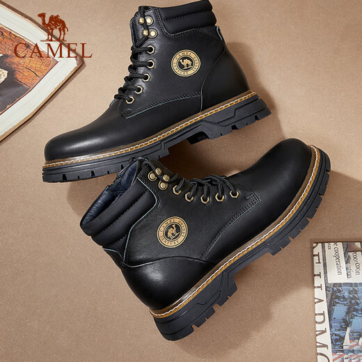Kamel (Kamel) Martin Boots Herrenschuhe, dick gestärkte Arbeitsstiefel, High-Top-Freizeitschuhe im britischen Stil im Freien, G13W076028 Schwarz, Inner Lilac 42