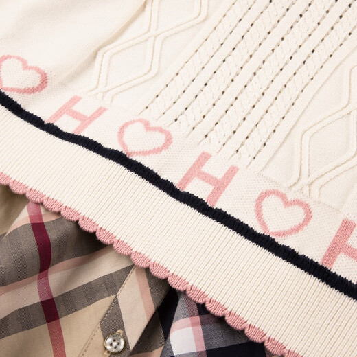 HAZZYS brand children's clothing for girls, new autumn product, comfortable, breathable, contrasting colors, simple plaid two-piece skirt top, oatmeal khaki 130