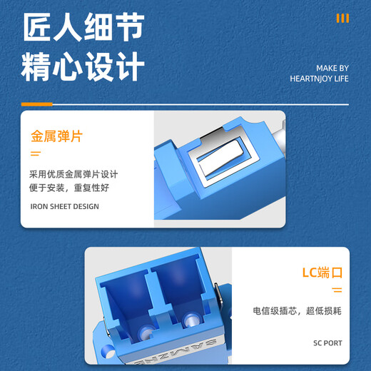 山泽(SAMZHE)光纤适配器 电信级LC-LC双工耦合器 LC接口法兰盘光纤配器延长对接头转接器GLL-22