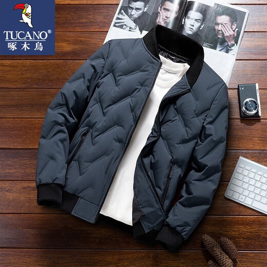 Woodpecker down jacket men's short thickened jacket men's winter new business simple top comfortable and cold-proof black XL (125Jin [Jin equals 0.5kg]-138Jin [Jin equals 0.5kg])