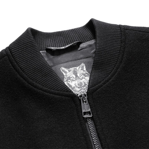 Seven Wolf Jacket Men's Spring Woolen Jacket Men's Wool Warm Business Windproof Jacket Single Jacket Men's Top 001 (Black)-1999 Model 180/96A (XXL)