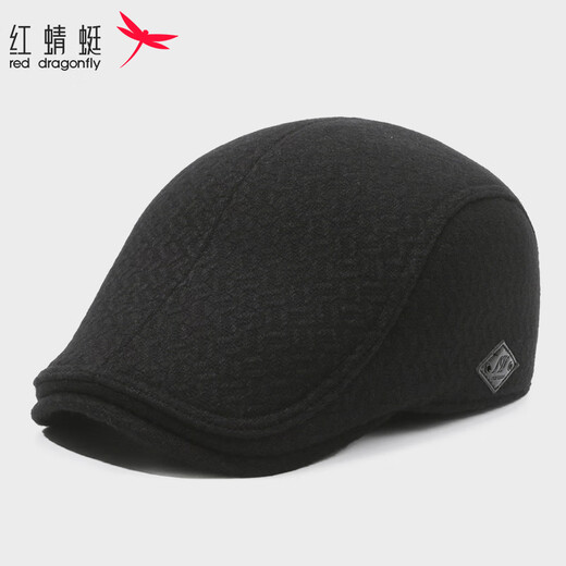 Red dragonfly old man hat men's winter warm forward hat grandpa dad middle-aged and elderly windproof peaked cap old man hat