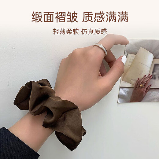 Li Qingqiu and winter French satin large intestine hair rope headband 2 high ponytail balls scalp hair band leather cover hair accessories