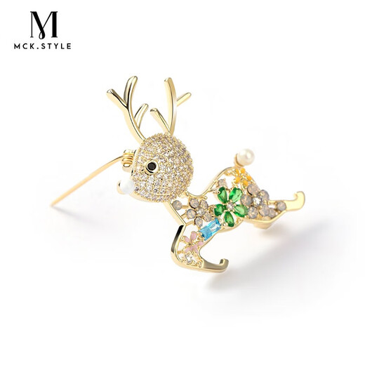 Mck Christmas deer brooch high-end women's cute sweater corsage suit pin Chinese Valentine's Day gift