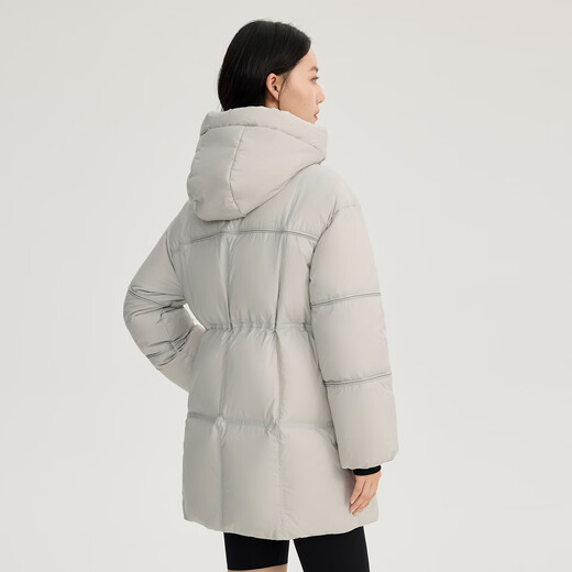 Ai Lai Down Jacket Women's Fashion Hooded Removable U-shaped Pillow Commuting Warm Jacket Pine Mist Gray M