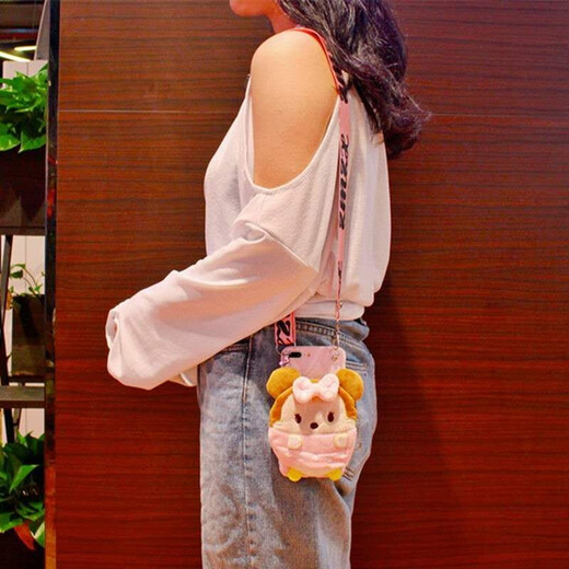 Afapu vivo mobile phone case pig coin wallet integrated women's cartoon cute creative crossbody storage bag three-dimensional soft shell anti-fall pig butt [soft shell card wallet] + plush doll + solid color crossbody rope Other models can leave a message and note shipping