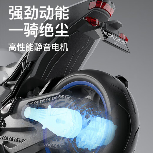 Bedochi Children's Electric Motorcycle grande puede tomar un cochecito de regalo de cumpleaños de bebé de doble conducción de automóvil eléctrico de motocicleta doble. Luxury White + Configuración completa + Batería de 12v12a + Bolsa de regalo