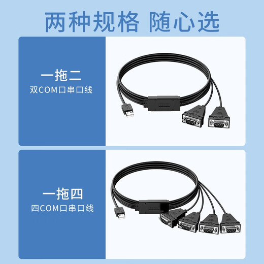 
DTECH USB2.0 to RS232 dual serial port cable four serial port cable DB9 pin male nut one drag two one drag four industrial grade connection cable 1.5 meters 2 port DT-5024A (2nd)