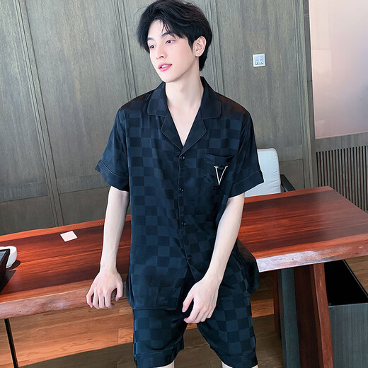 浪莎2025新款男士睡衣短袖短裤薄款冰丝夏季式夏天男生家居服套装 (BBA)冰丝G829 L码 (建议身高170左右，体重100-
