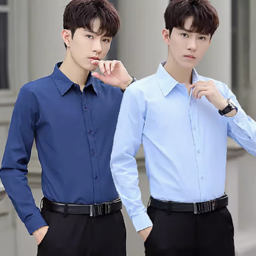 Tin Yuan White White de manga larga, no hierro, no hierro, profesionales de negocios, vestidos de manga larga de manga larga, traje de trabajo para hombres traje para hombres con 2 piezas [blanco + blanco] 2xl [120-135Jin [Jin equivale a 0.5 kg]]