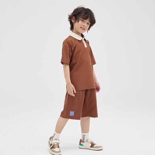 大嘴猴（paul frank）童装儿童套装2025夏季男女童休闲百搭简约中大童时尚套头两件套 黑色 140