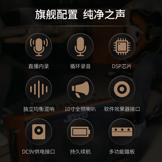 JOYO BSK-80 electric acoustic guitar singing speaker bass electric blowpipe folk music general live outdoor audio BSK-80+DM-03 one-to-two wireless microphone