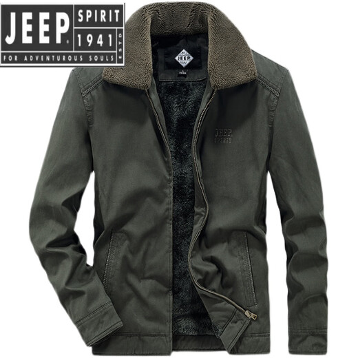 Jeep Spirit2025 Jacke Herren Winter Revers plus Fleece verdickte Jacke Baumwollshorts mittlere Baumwollkleidung im mittleren Alter Militär 3xl
