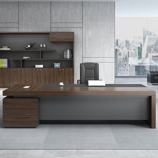 Mu Zhexi's boss table is simple, modern and elegant, office desk and chair, fashionable president's table, 1.6m boss table + boss chair