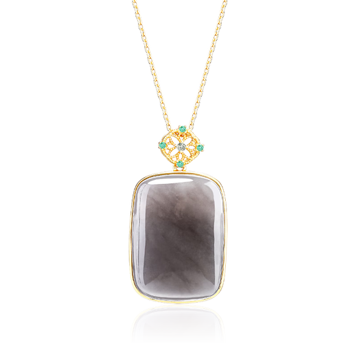 CS China Silver Hetian Jade Pendant Women's Nothing Brand Haoshi Silver Necklace for Girlfriend and Wife Holiday Birthday Gift Hetian Jade Nothing Brand