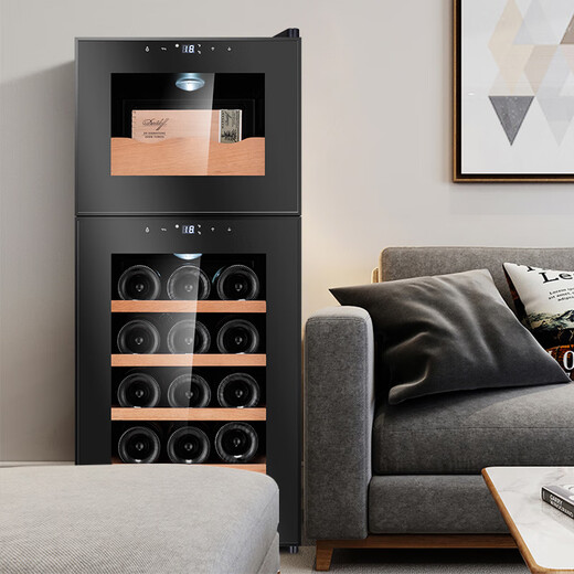 CIGARLOONG 18C cigar cabinet temperature controlled and moisturizing electronic cigar cabinet cigar box double door double temperature double control energy saving silent cigar red wine dual-use cabinet upper cigar and lower red wine dual temperature zone + cedar wood shelf