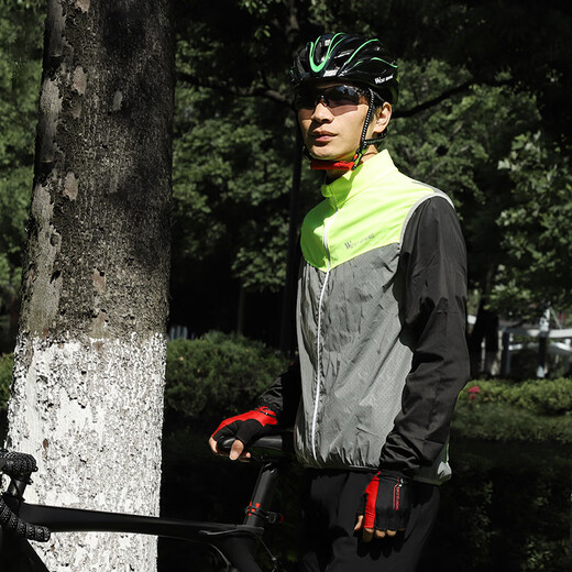 Customized reflective clothing safety vest fluorescent vest waistcoat outdoor sports cycling running fishing riding clothing fluorescent green high-brightness reflective M