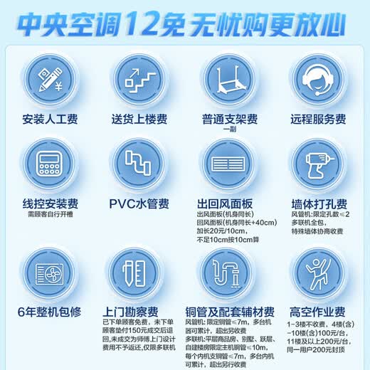 AUX central air-conditioning multi-split 4P5P6P one-to-four/one-to-three/one-to-five one-to-six multi-split air duct machine living room embedded household commercial air conditioner 6 HP first-class energy efficiency 160 one to four丨100-130 square meters