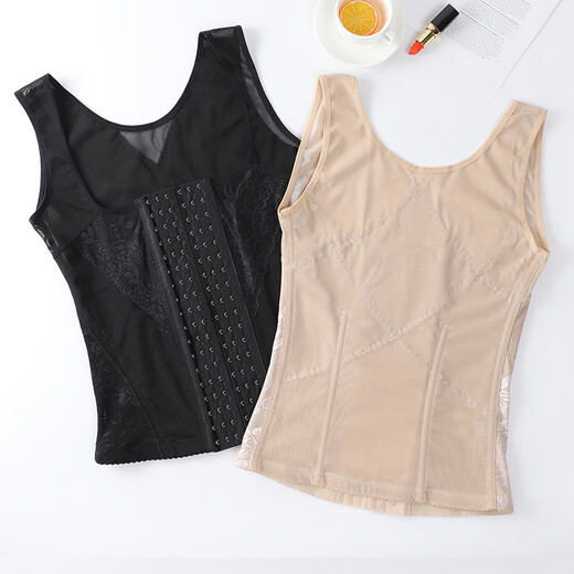 Tingmei 2025 new body shaping adjustable vest waist and back shaping body slimming tummy tummy waist waist top skin color L recommended 100-115 Jin Jin equals 0.5 kg