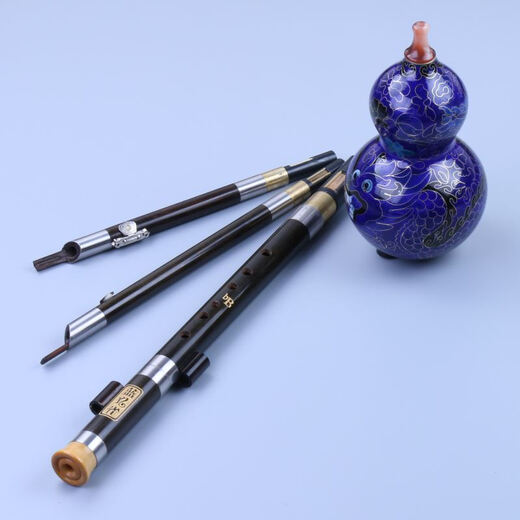 Blue Peacock T-068 Hulusi Profesional Performance Ebony Wooden Pipe Cloisonne Instrumentos musicales étnicos Sky Blue C-Tune sin libros de texto