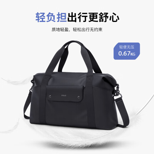 POLO旅行包男士行李包女士行李袋手提包中性休闲运动大容量健身包黑色