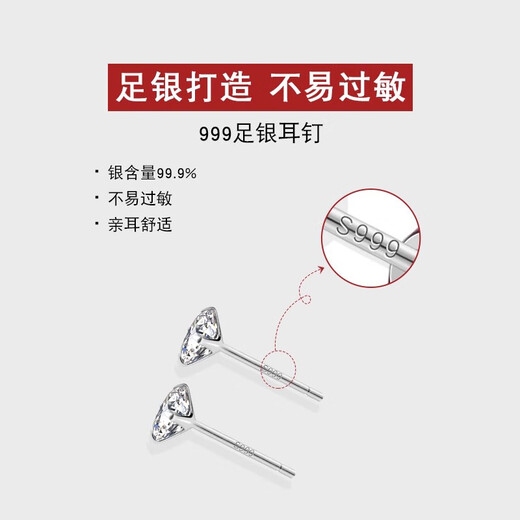 Qi Xiaomi Pure S999 Pure Silver Ear Hole Earrings for Women 2024 New Women's Ear Bone Nails High-Quality Ear Sticks Temperament Silver Earrings 2mm Earrings Pair 999 Silver