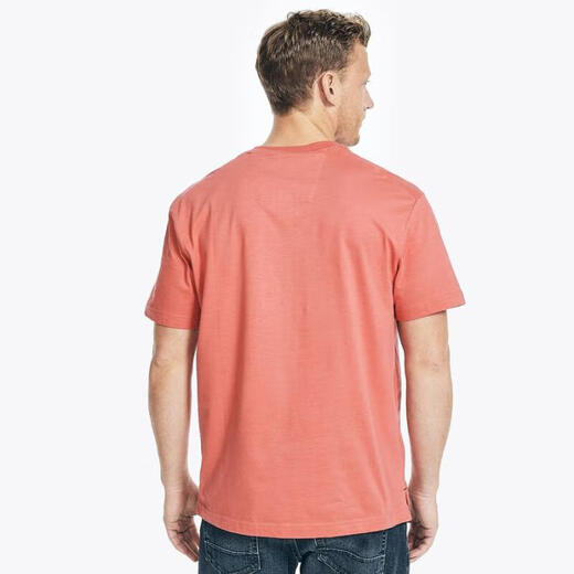 NAUTICA Men's Short-Sleeved Henley Shirt Pure Cotton Comfortable Breathable Buttoned Round Neck Loose Casual Style Elegant Trendy Men Angel Blue XS