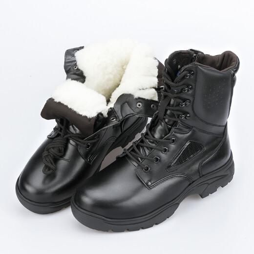 Eyewitness Winter Combat Boots Men's Wool Boots Zipper Waterproof Special Combat Boots Genuine Leather Northeast Warm Mountaineering Boots High Top Cotton Boots Black Wool Boots 41