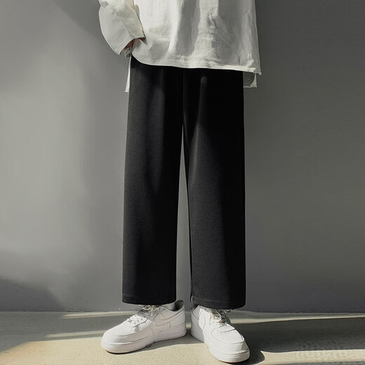 
Foss Phil straight casual pants for men summer black spring and autumn nine-point loose western wide-leg trendy sports ice silk trousers for men trendy brand 718-WK10-1 wide-leg black L [Suggested 115-135Jin [Jin equals 0.5 kg]]