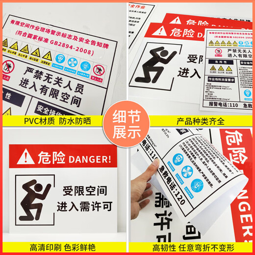 污水处理池标识牌有限空间作业警示告知卡牌水池隔油池蓄水池 有限点BT728 50x60cm
