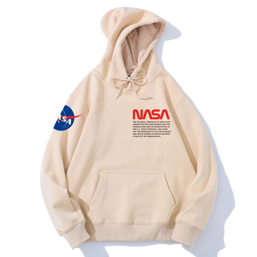 Behind-the-scenes hero astronaut NASA spring and autumn loose hooded sweatshirt for men and women, same style couple outfit, plus velvet student class uniform, black - plus velvet XL (175/96A)