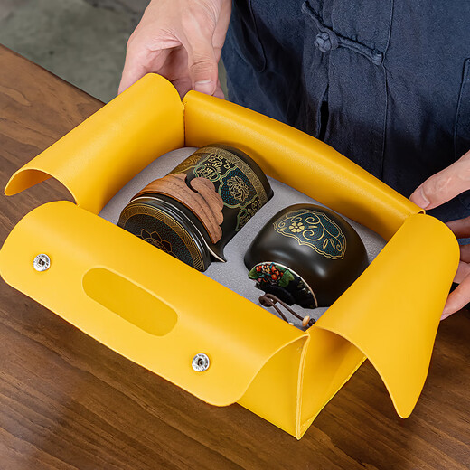 Zhengyang travel tea set portable outdoor ceramic quick cup one pot four cups office simple kung fu tea making Jilan Jinxiu (one pot six cups can long plate) + leather bag blue