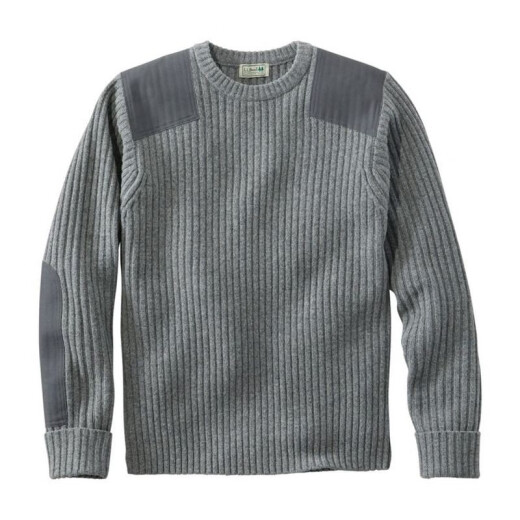L.L.BeanL.L.Bean/宾恩男毛衣圆领针织套头 保暖秋冬肘部肩部贴片TA228194 橄榄绿 M 美码偏大 107-112厘米