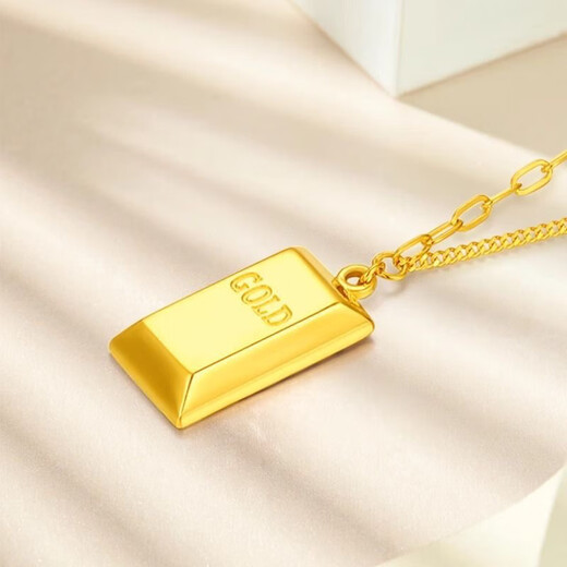 Vatican-made old Phoenix gold shop model gold-clad silver small gold brick pendant rich gold versatile necklace Valentine's Day gift for girlfriend