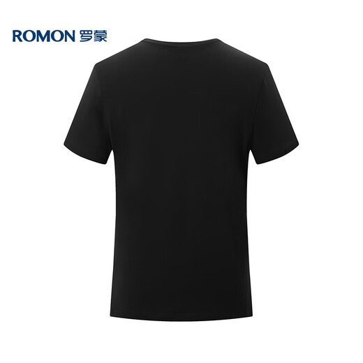 罗蒙（ROMON）短袖t恤男夏季休闲短袖男士冰丝感打底衫体恤男LM688 黑色 3XL