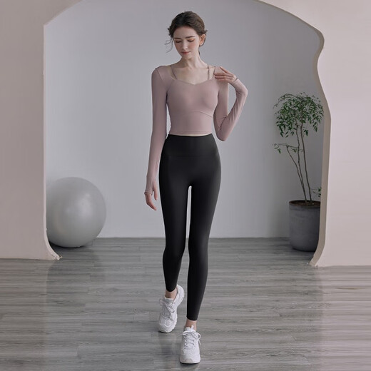 EPIH Yoga Wear Tops Women's Autumn Premium Pilates Fitness Wear Yoga Suit 2023 New Long Sleeves with Breast Pads Caramel Orange Long Sleeves Comes with Breast Pads L