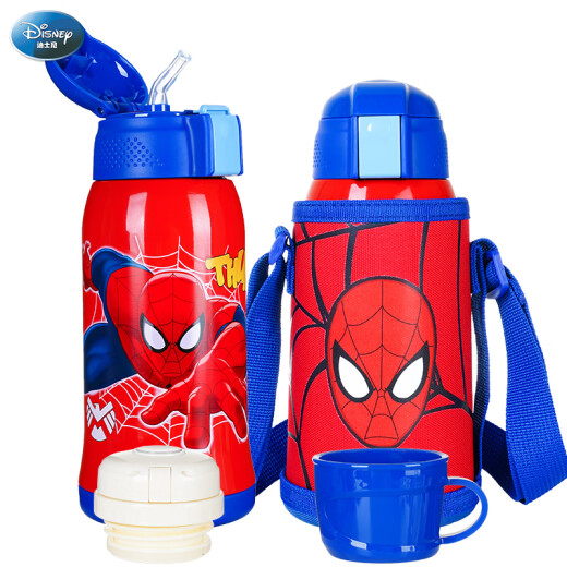 Disney (DISNEY) children's thermos cup with straw 316 stainless steel male and female primary school baby drinking cup double lid kettle 600ml