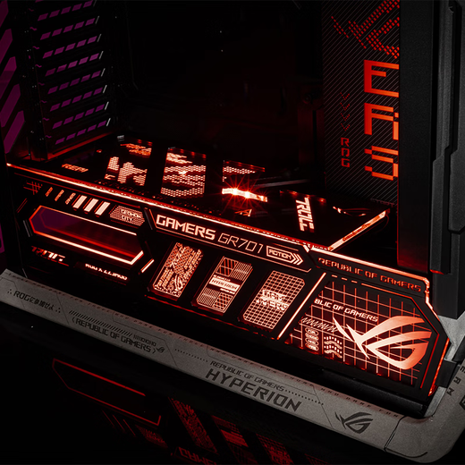 华硕（ASUS）ROG GR701创世神 白色机箱吹雪 EVA系列定制 UV喷绘改色全塔主题定制机箱 翻毛皮定制ARGB全套灯板 黑色创世神+灰翻毛皮+黑色镭射灯板