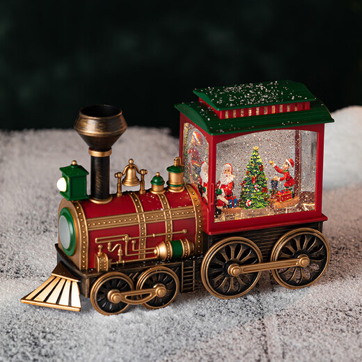 Mayjia Christmas gift box train rotating music music box children boys crystal lamp ornaments year-end blessing bag New Year's Eve