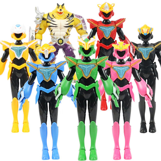 Sanbao (Sanbao) Divine Beast Vajra 3rd Generation 5th Generation Super Crystal Armor Super Variable Star Armor Children's Anime Toy Transformation Combination Robot Set [Divine Beast Vajra 5] Six Full Sets of Superman Dolls