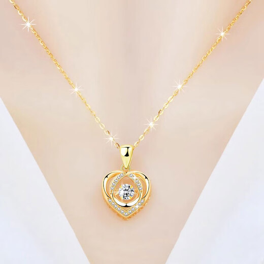 Ji Ge Necklace Women's 2024 New Color Gold Pendant 18k Necklace Light Luxury Niche Clavicle Chain Valentine's Day Gift Core Moves a Lifetime
